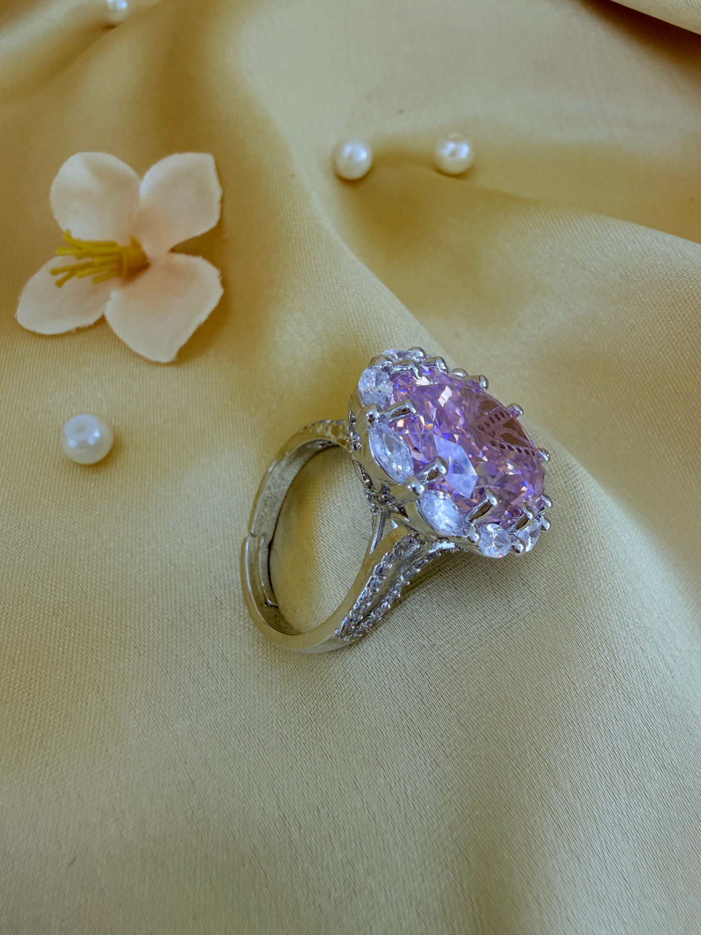 Turkish Zultanite Pink Crystal Statement Ring