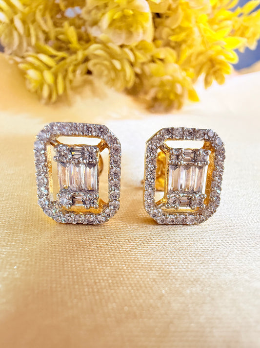 Diamond Replica rectangular stud earrings