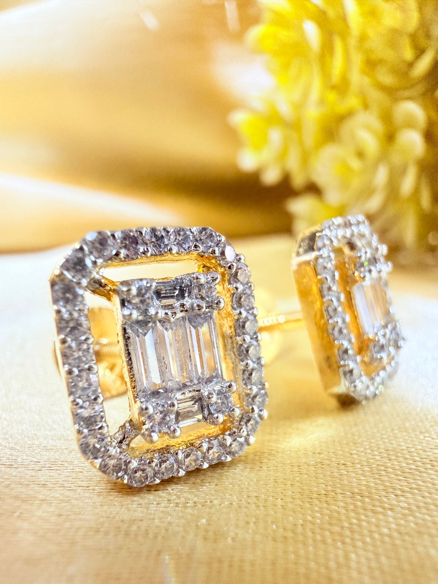 Diamond Replica rectangular stud earrings