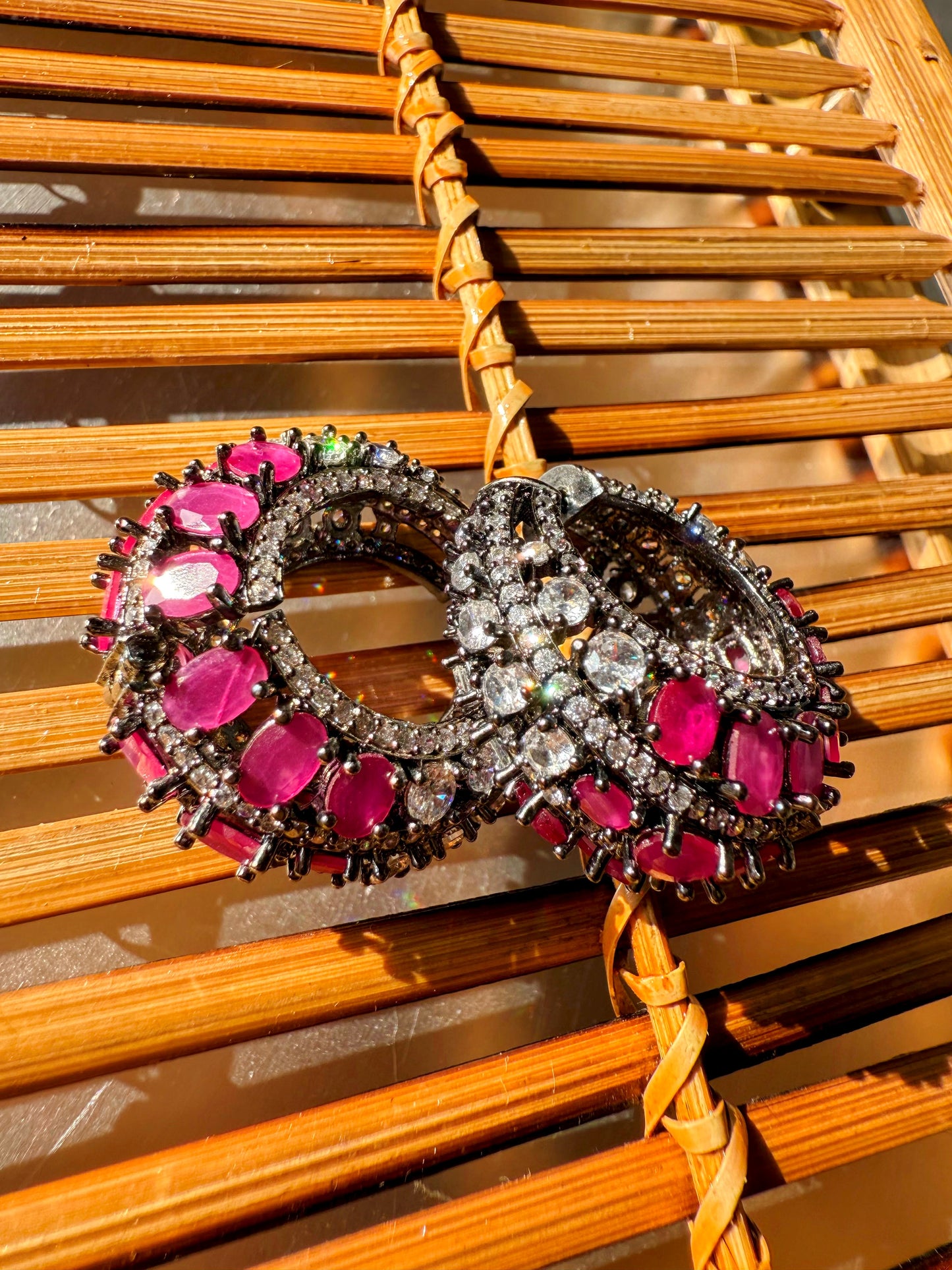 Victorian style metal finish hoop earrings