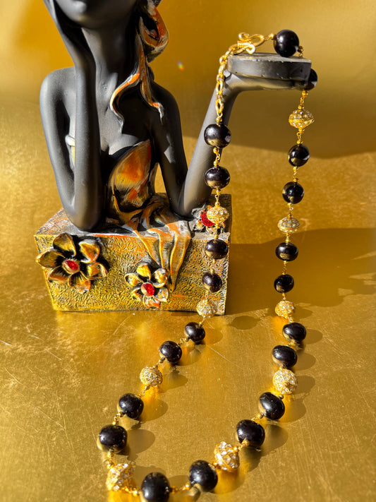 ✨Bold black antique bead mala for royal look ✨