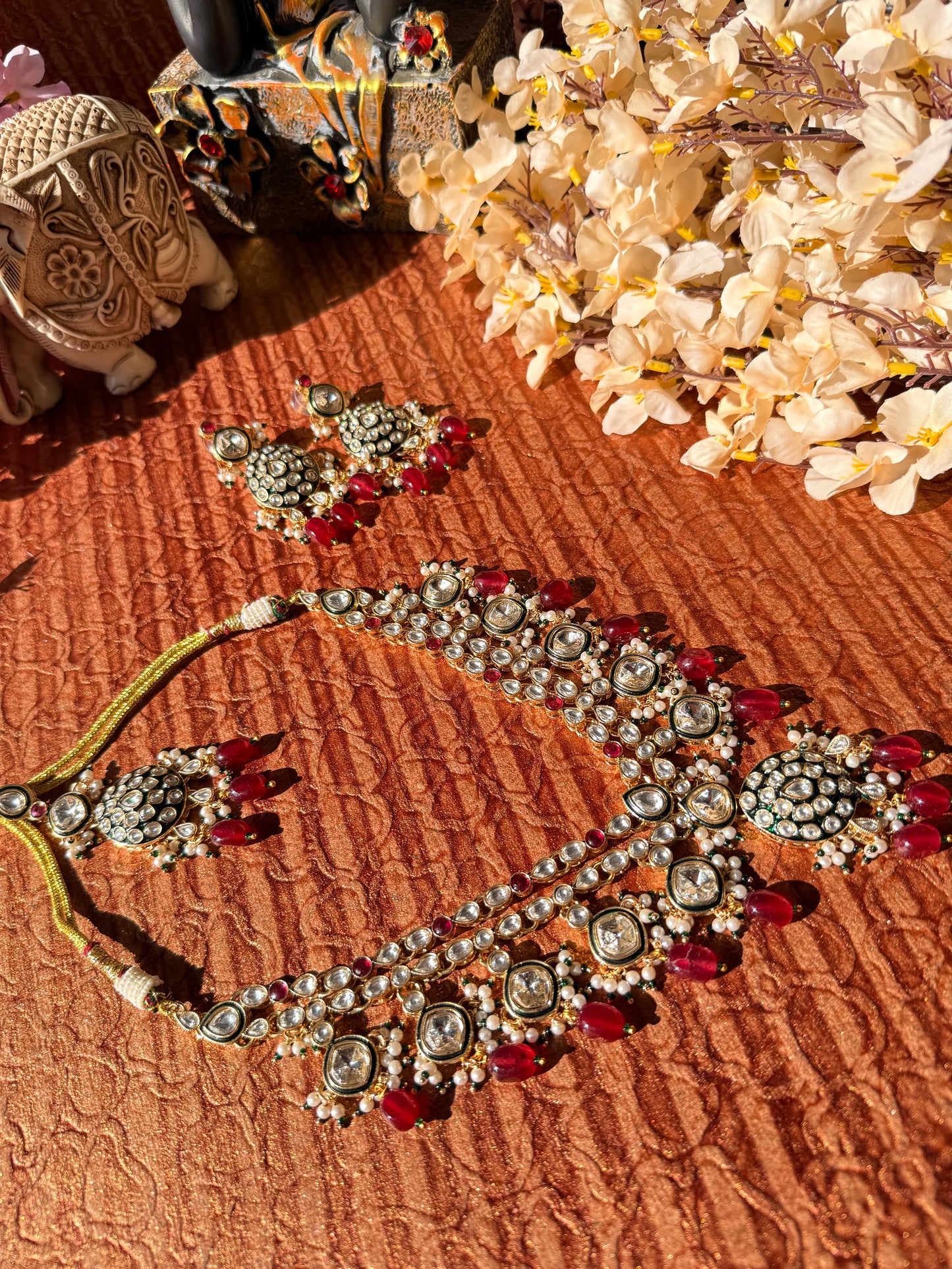 ✨ Kundan meenakari semi bridal set with maang tika ✨