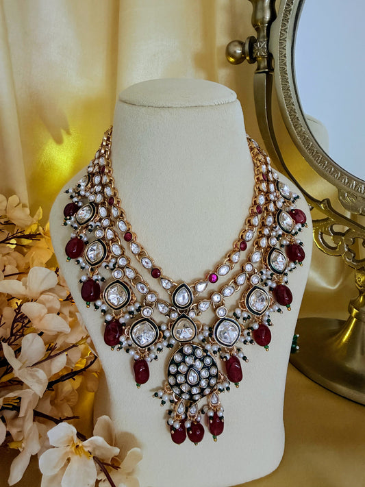 ✨ Kundan meenakari semi bridal set with maang tika ✨