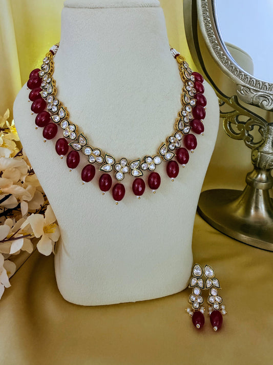 ✨ Beautiful kundan necklace with deep red drops ✨