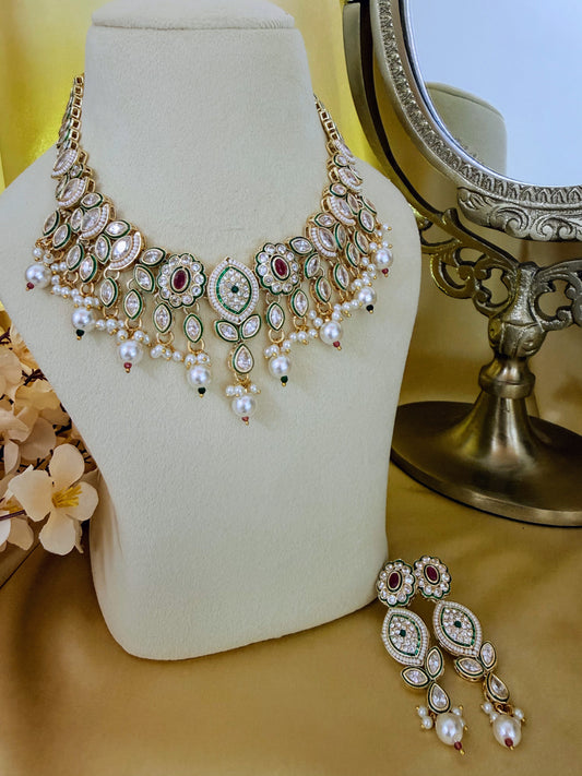 ✨Royal Kundan Necklace with pearl drops ✨
