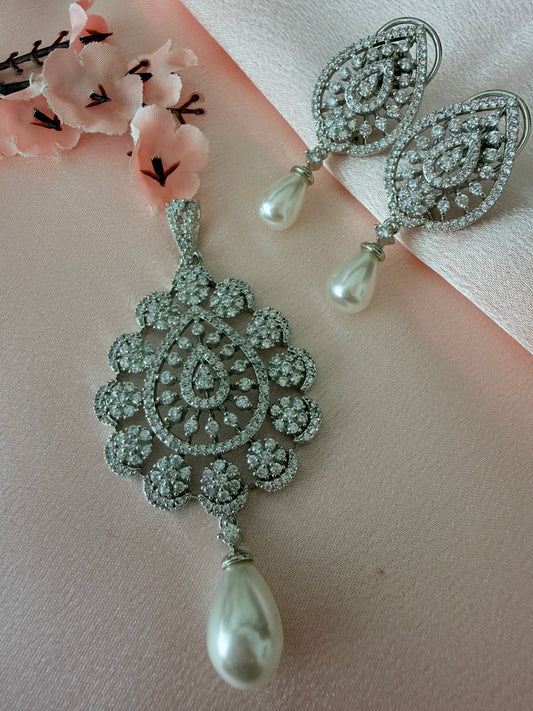 🤍Silver plated pendant set🤍