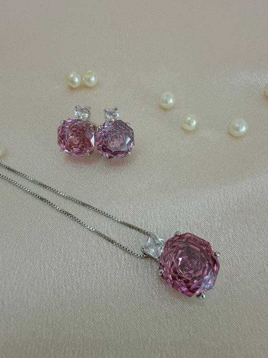 ✨Turkish Zultanite Pink Rose Pendant and Earrings ✨