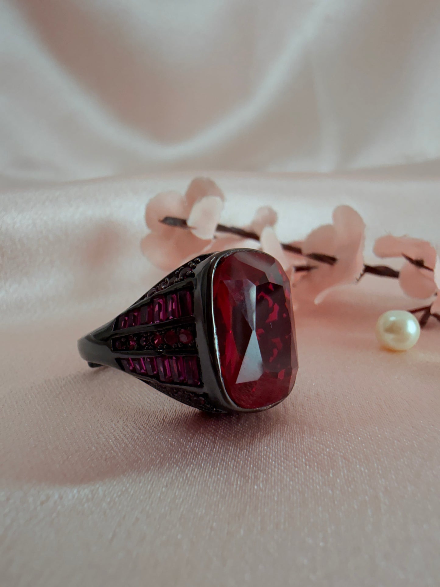 Deep ruby-red statement ring