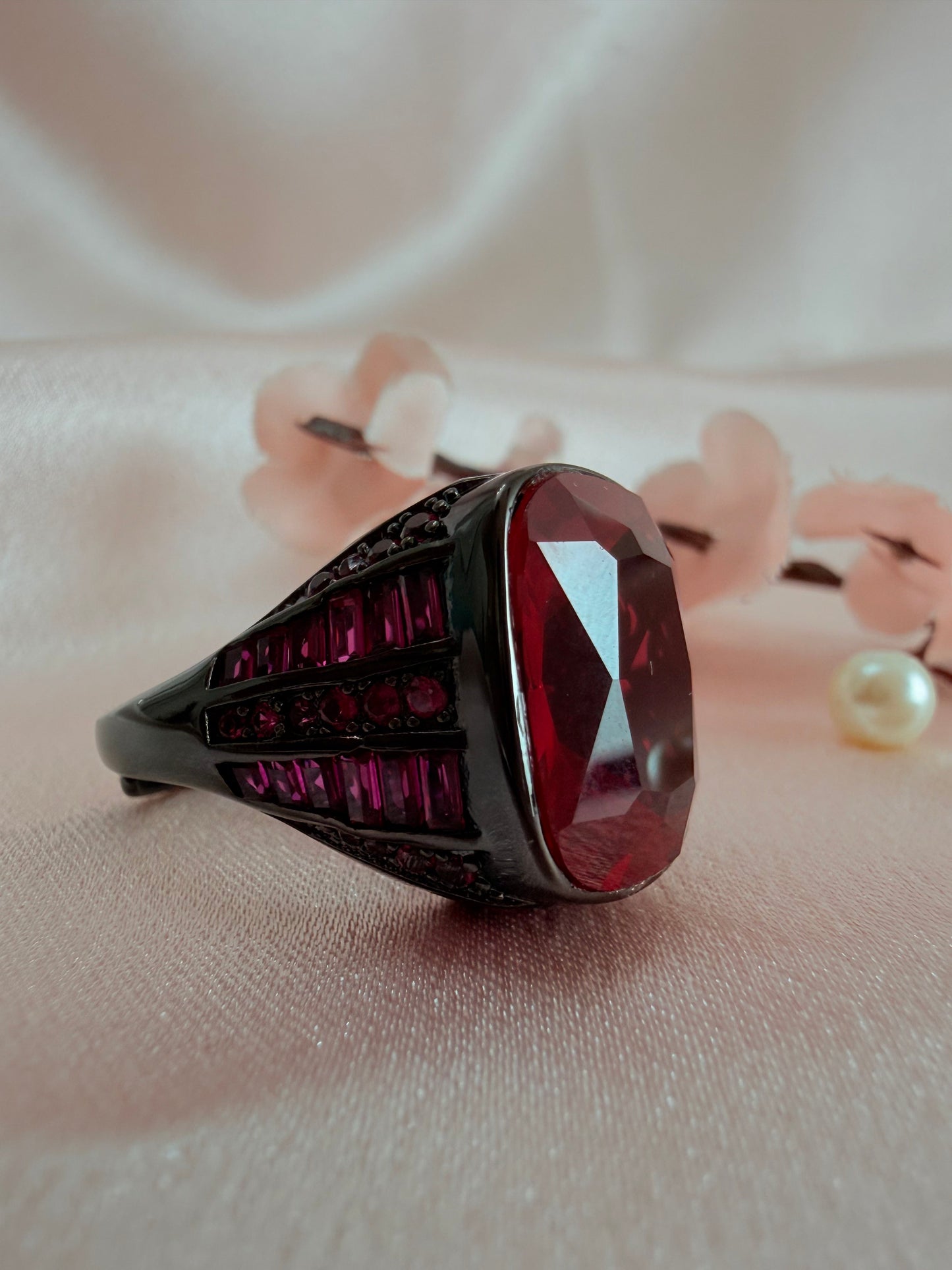 Deep ruby-red statement ring