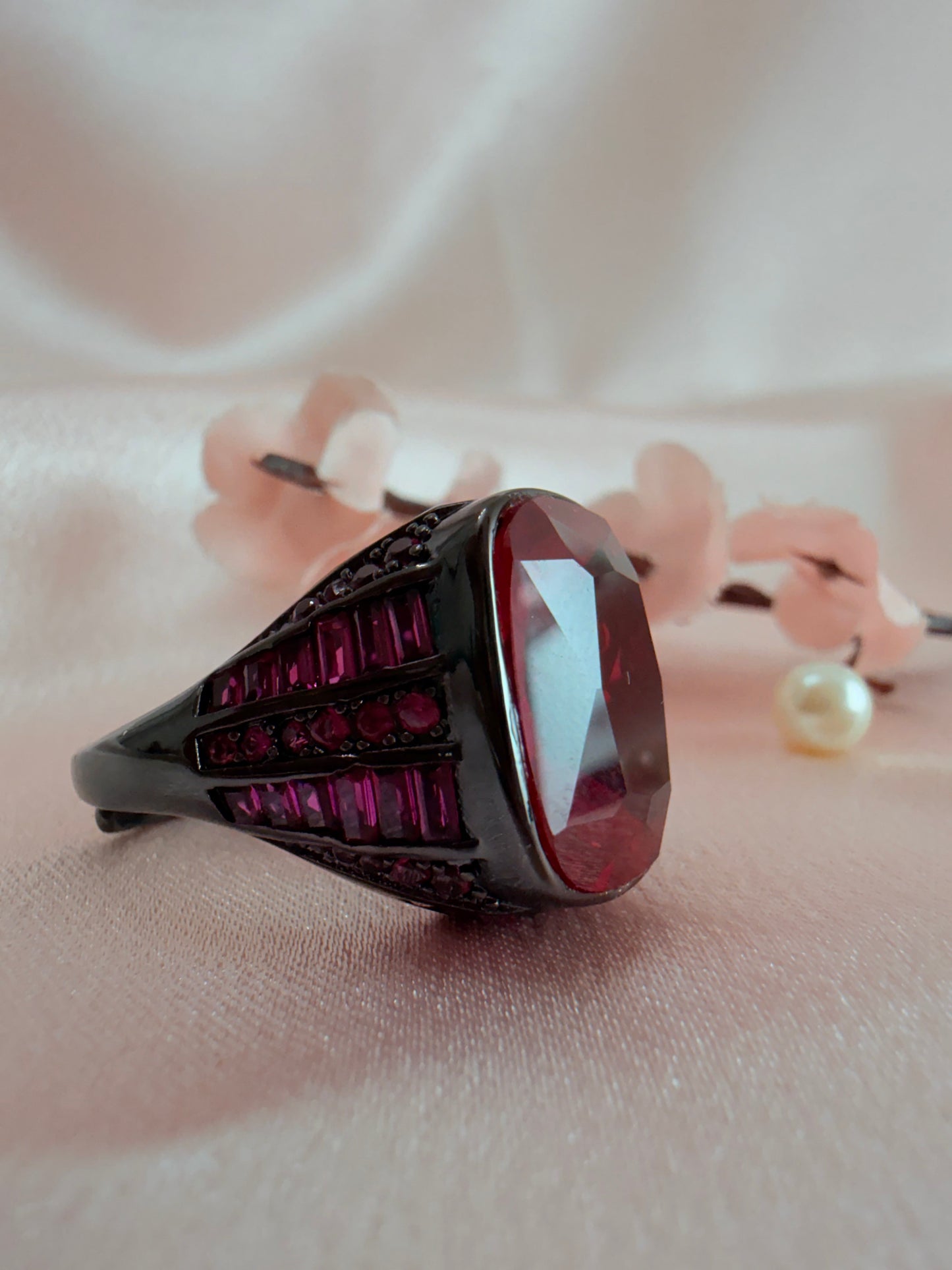 Deep ruby-red statement ring