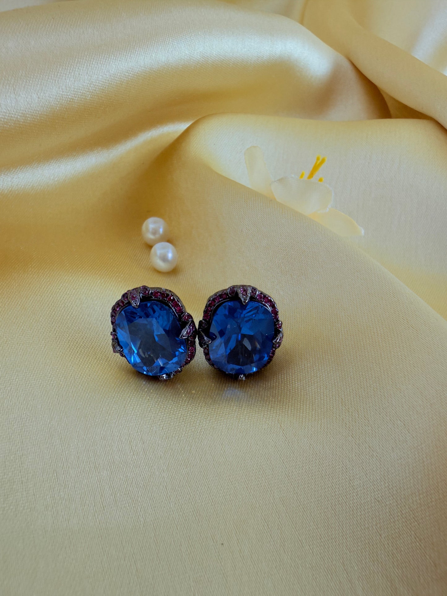 Oval-cut gemstone stud earrings