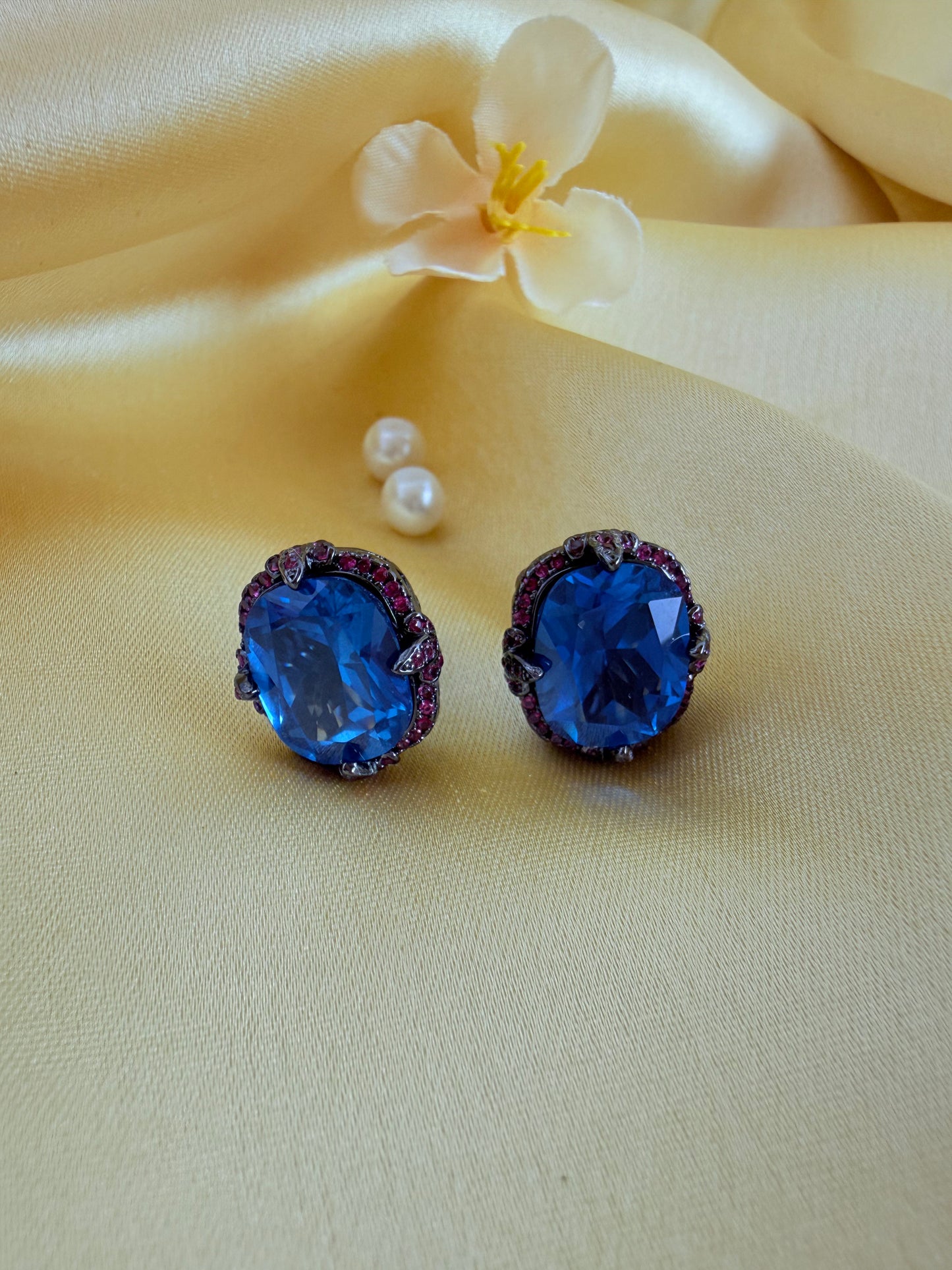 Oval-cut gemstone stud earrings