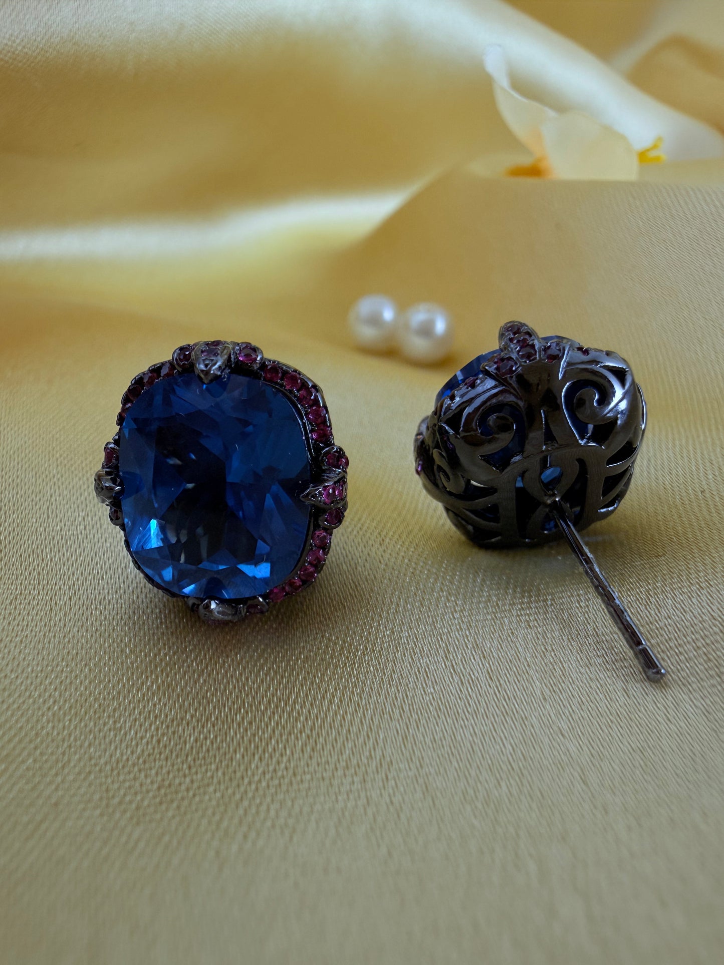 Oval-cut gemstone stud earrings