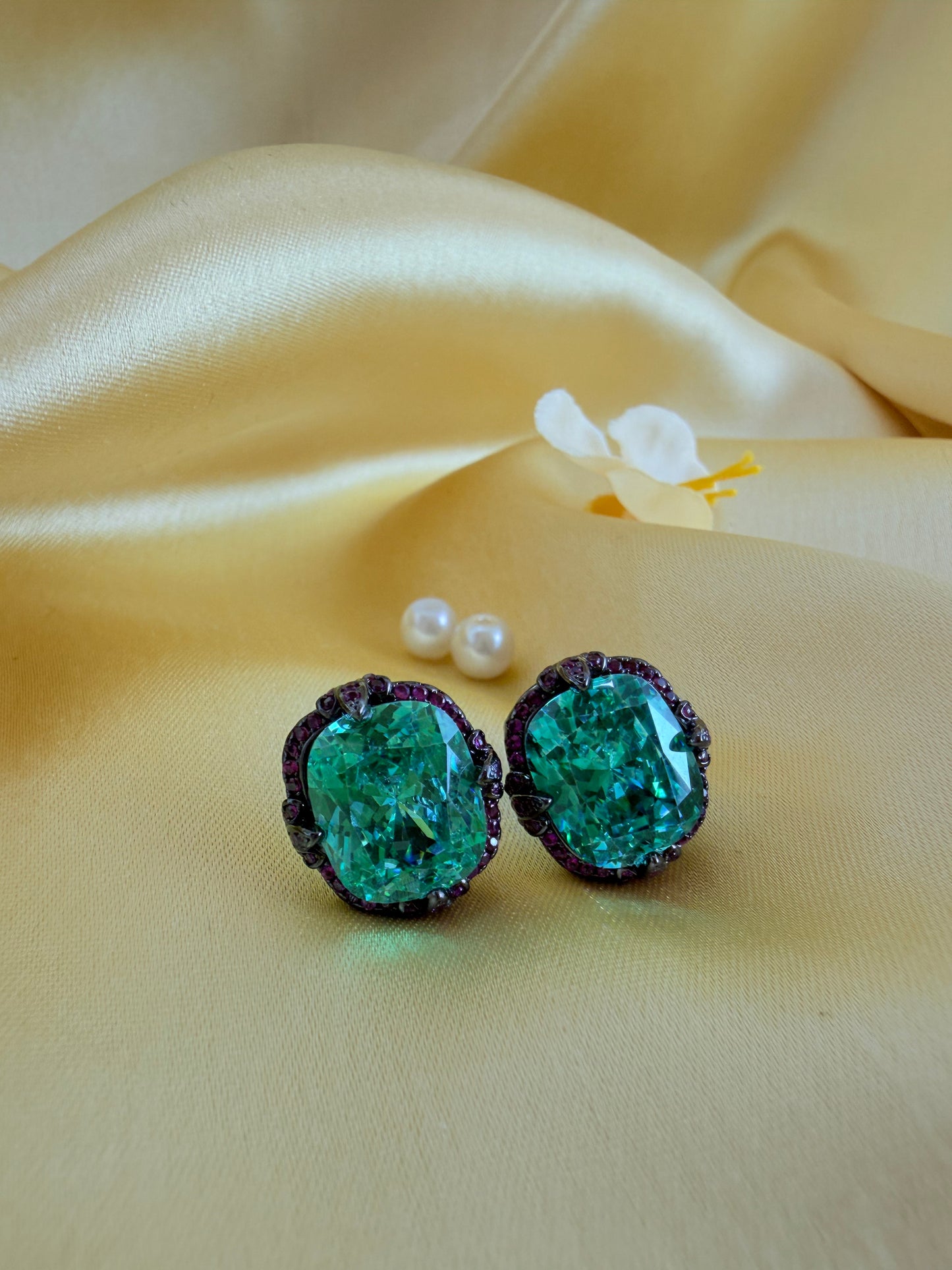 Oval-cut gemstone stud earrings