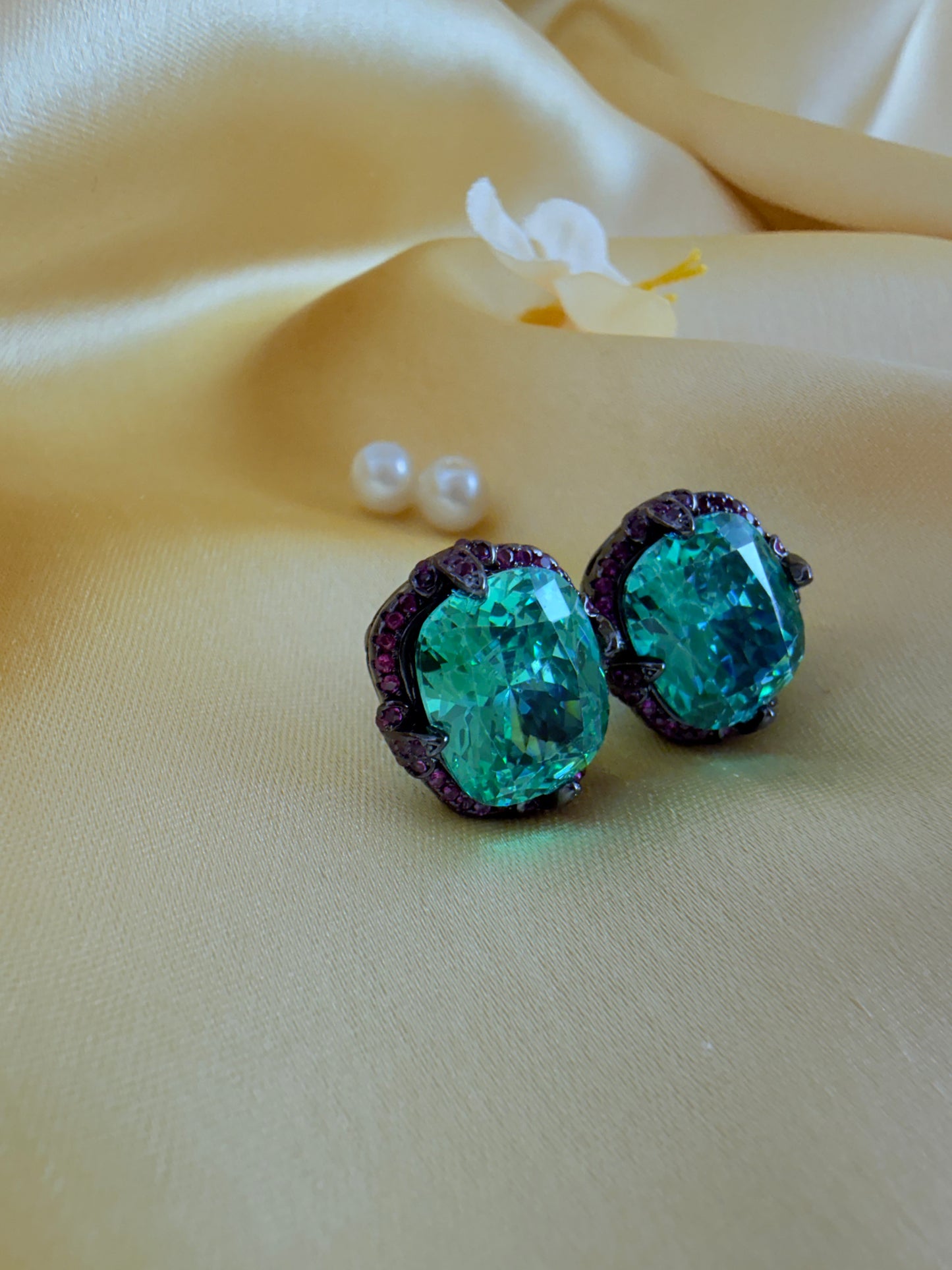 Oval-cut gemstone stud earrings