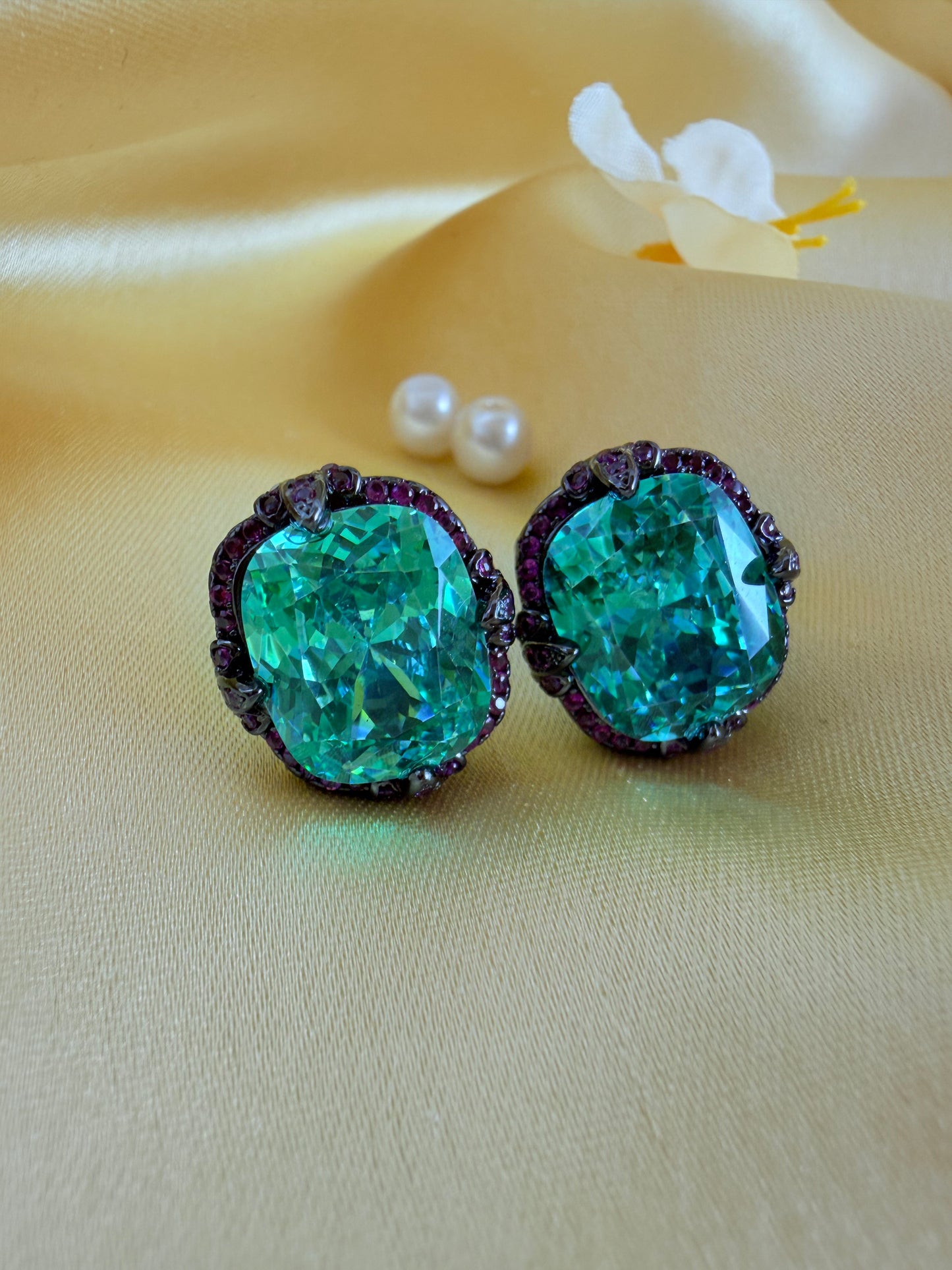 Oval-cut gemstone stud earrings