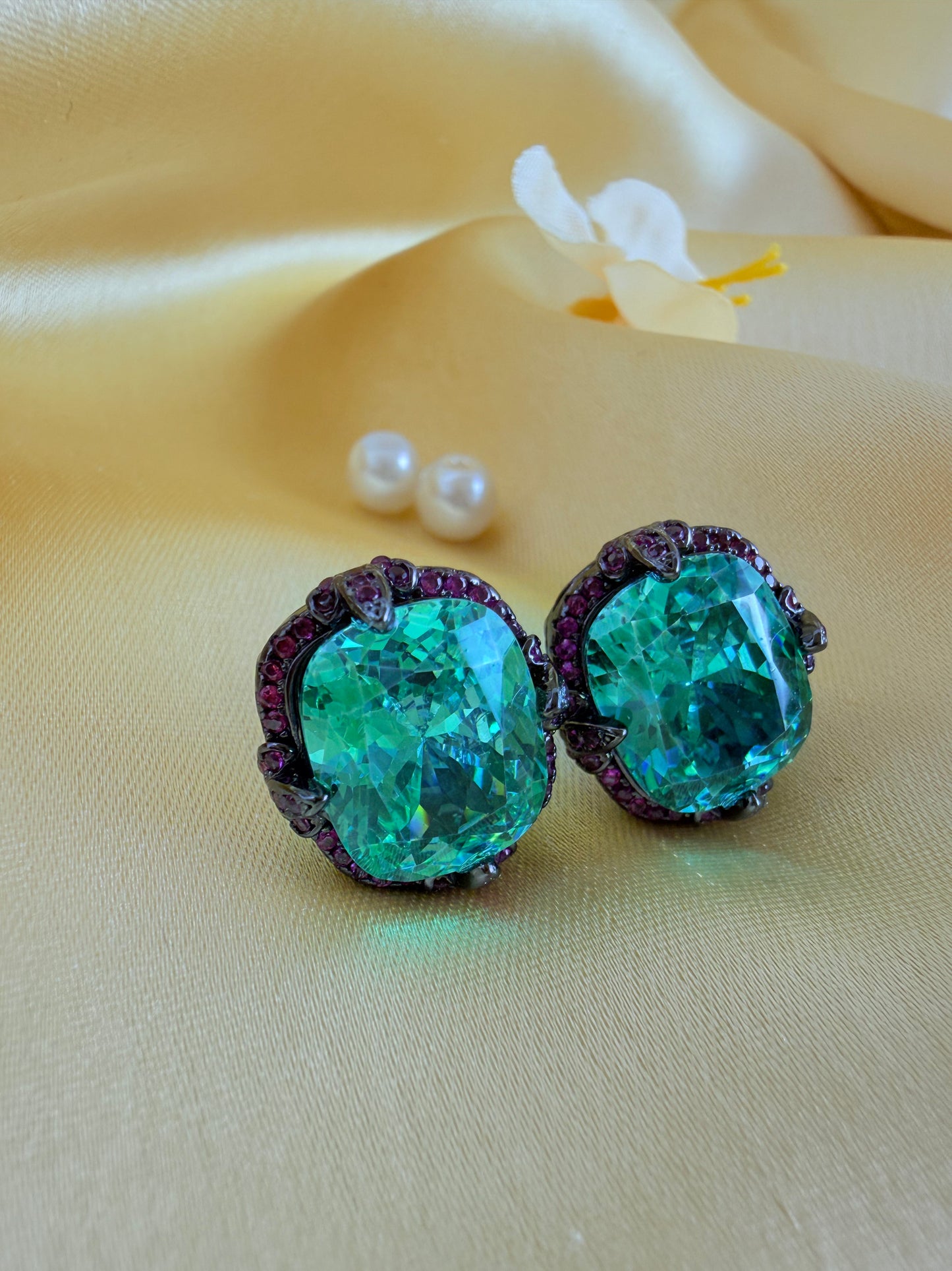 Oval-cut gemstone stud earrings