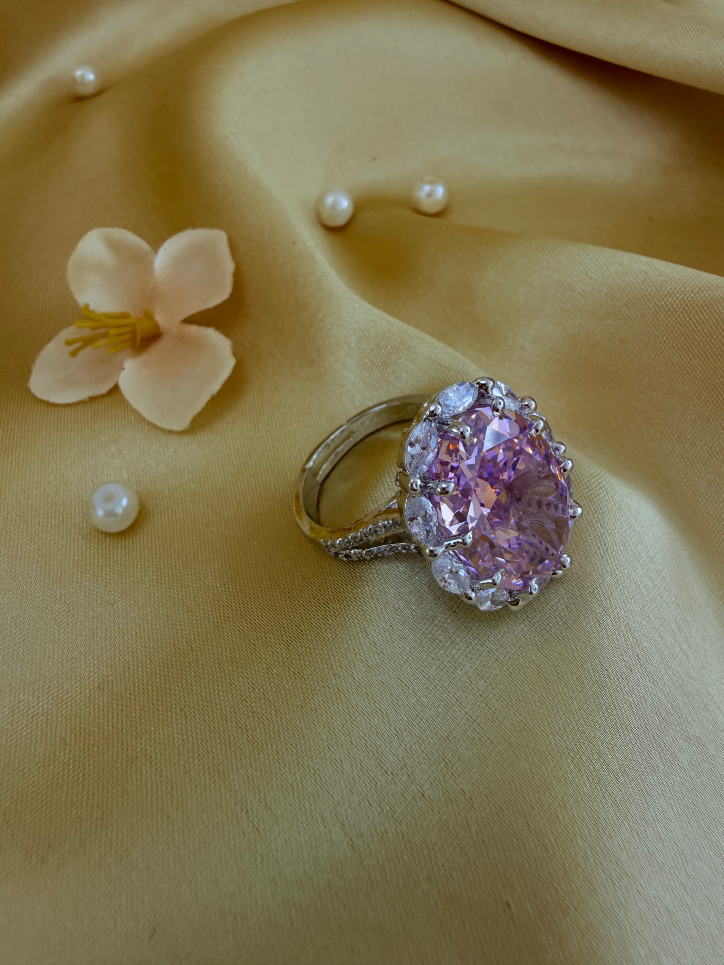 Turkish Zultanite Pink Crystal Statement Ring