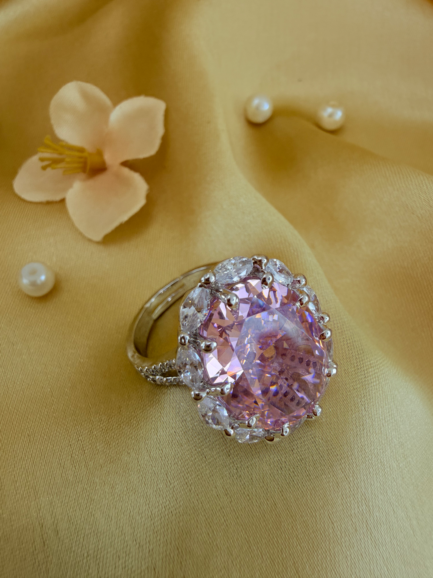 Turkish Zultanite Pink Crystal Statement Ring
