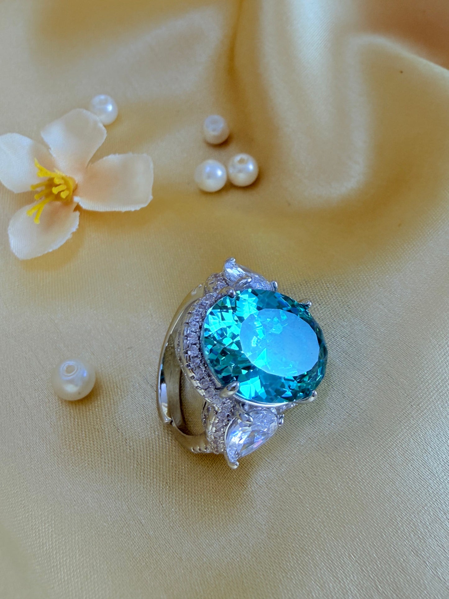 Light Emerald Green Bold Statement Ring