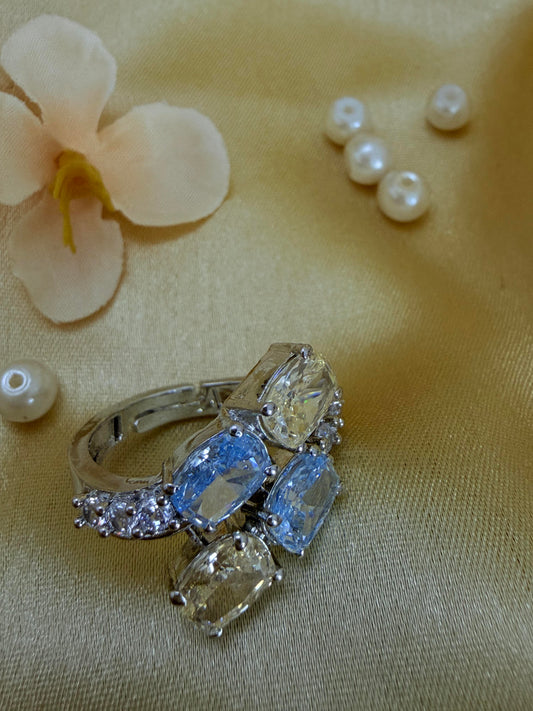 Premium ice cut-blush crystal ring
