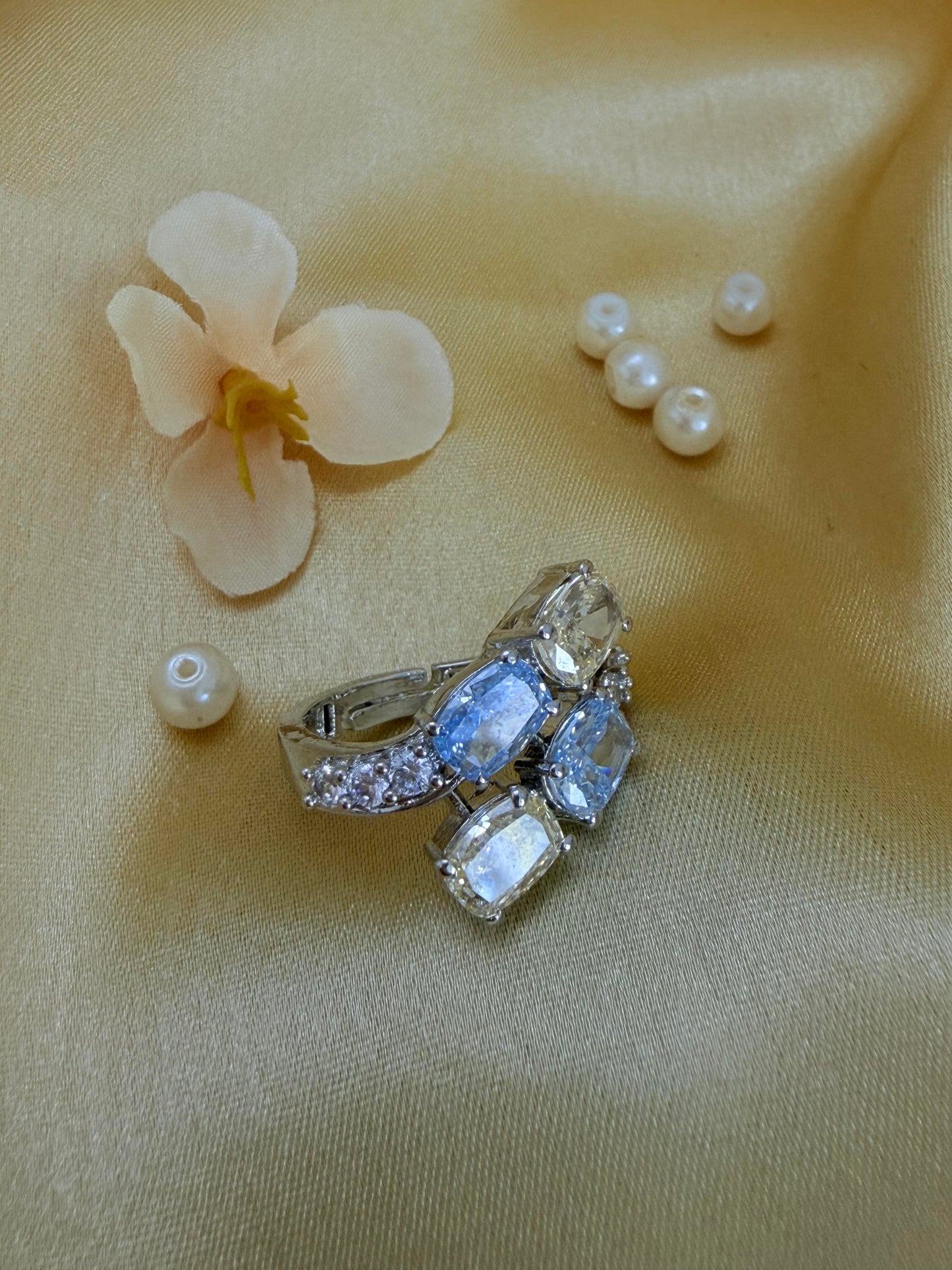 Premium ice cut-blush crystal ring