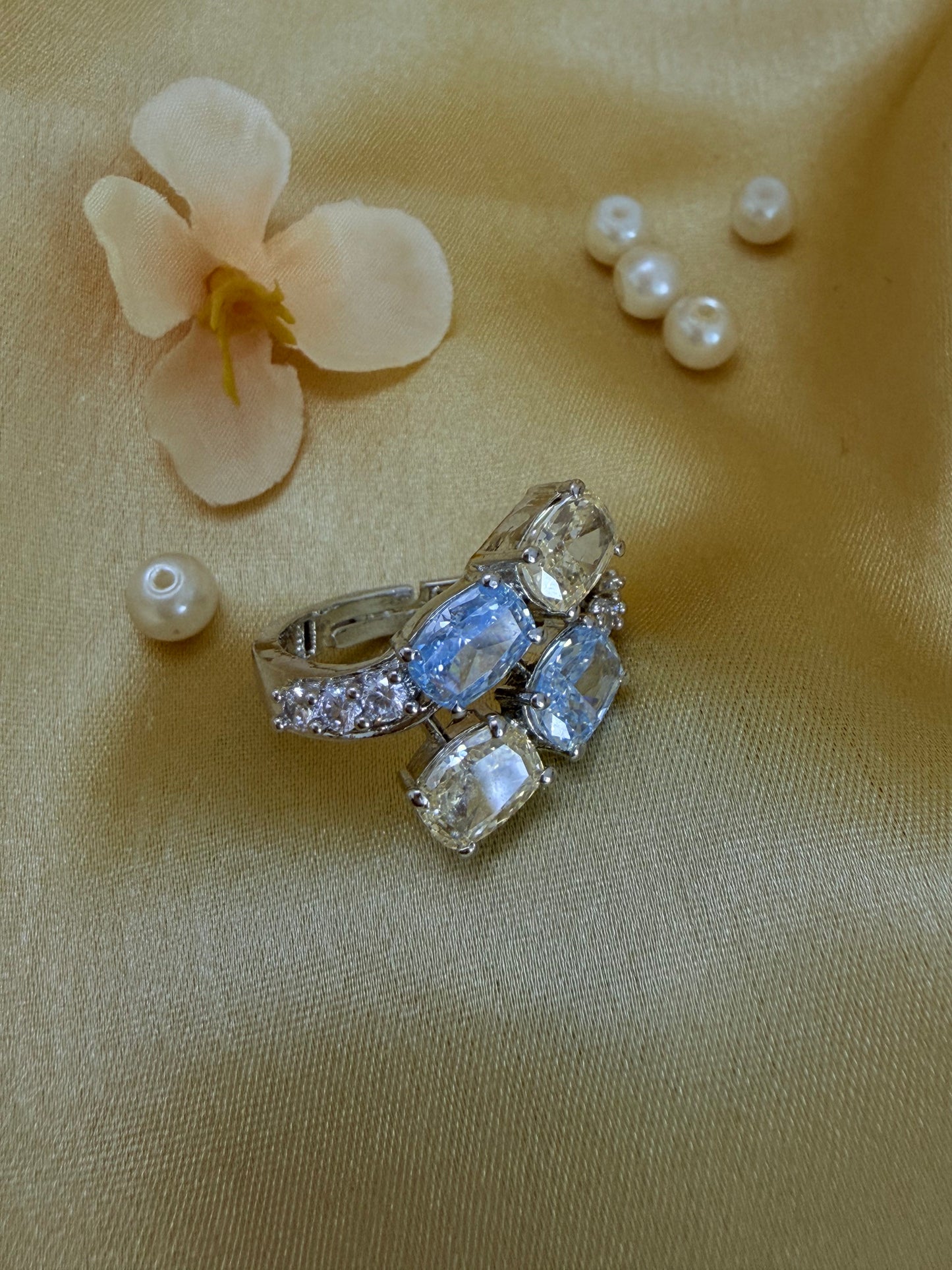 Premium ice cut-blush crystal ring