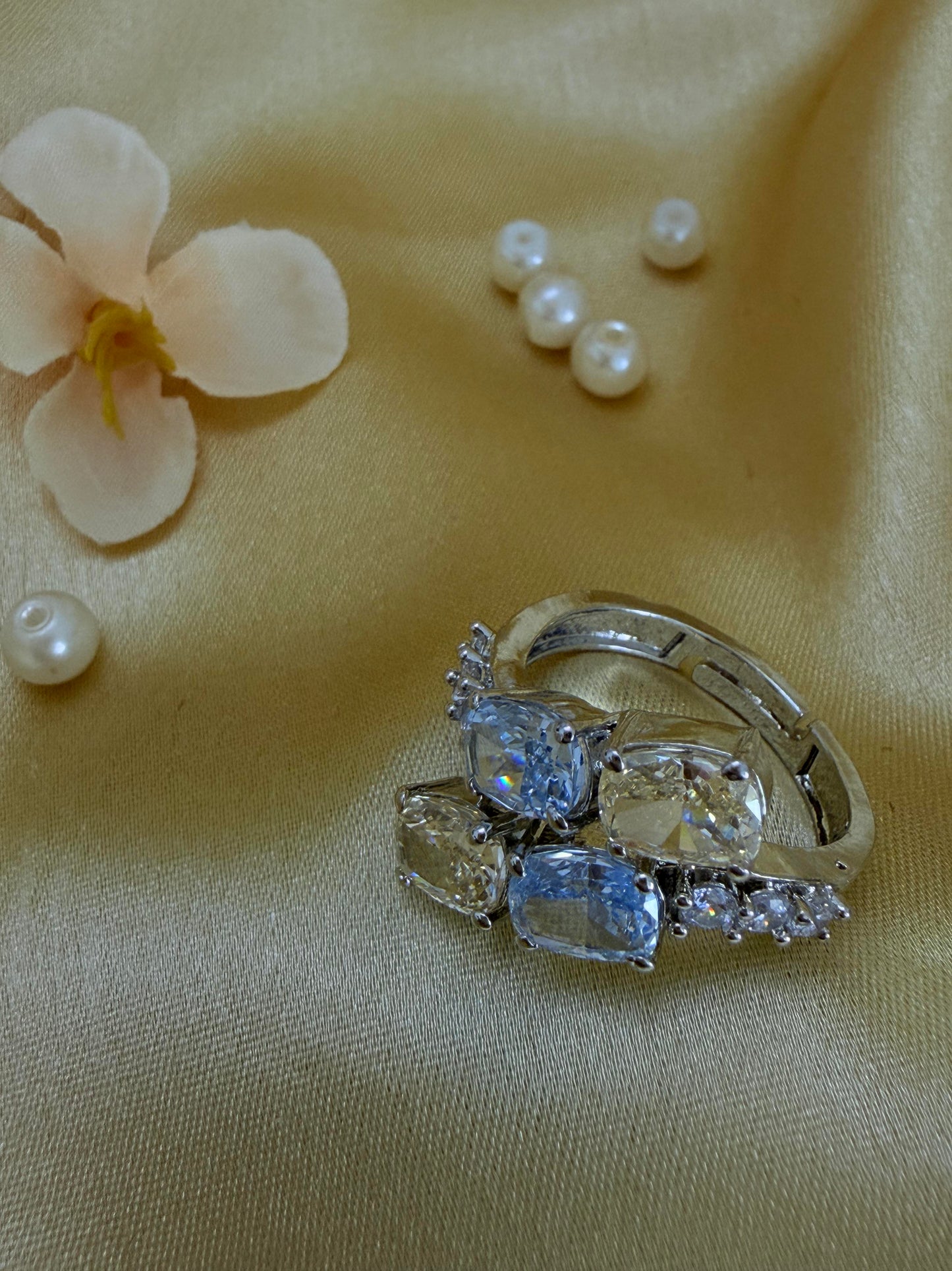 Premium ice cut-blush crystal ring