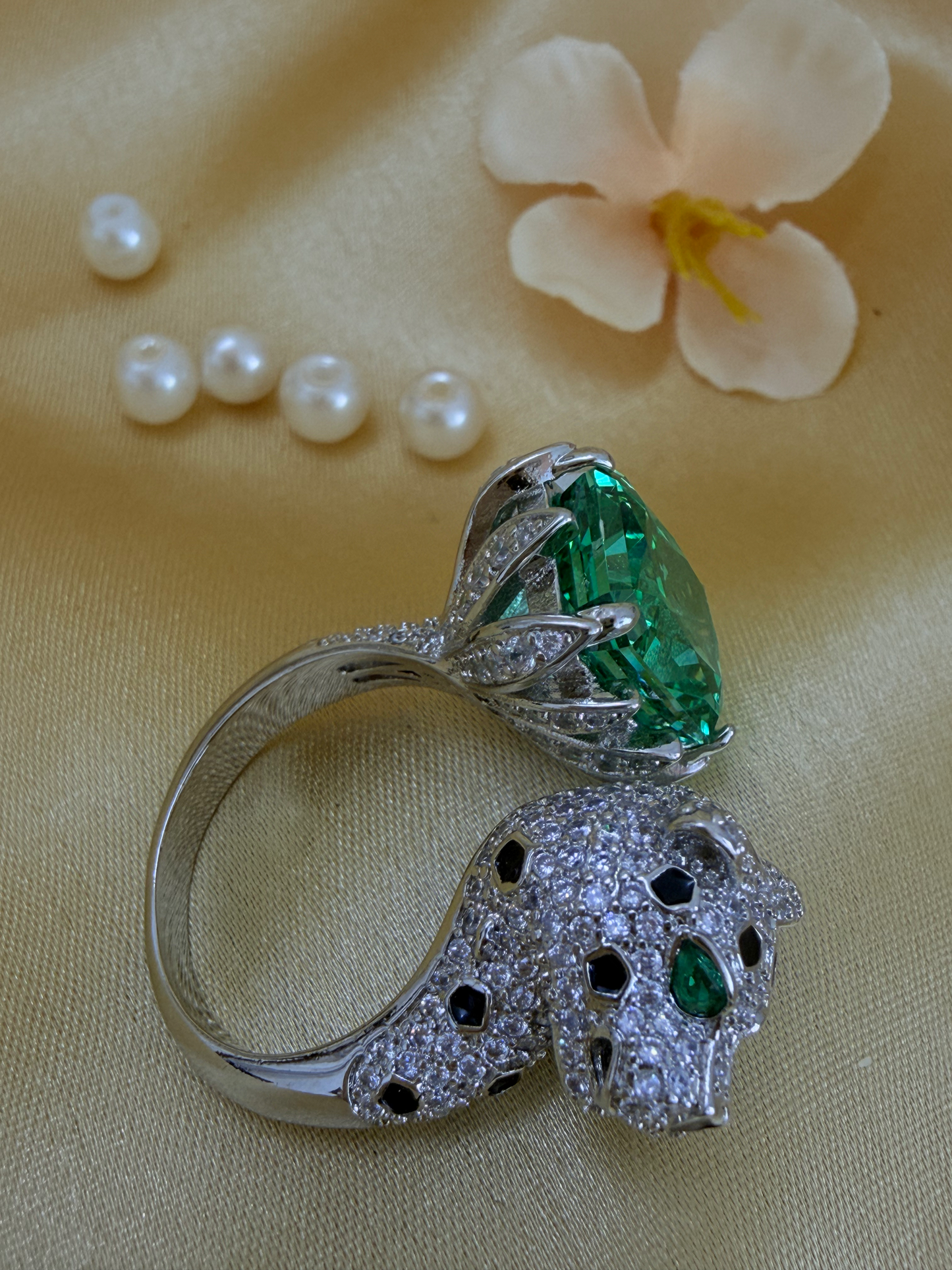 Turkish Zultanite Panther Statement Ring