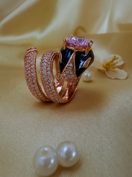 ✨Rose gold plated brass panther ring