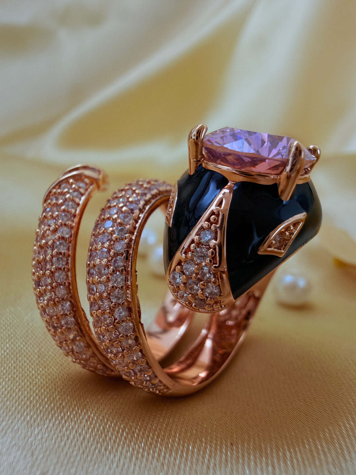 ✨Rose gold plated brass panther ring