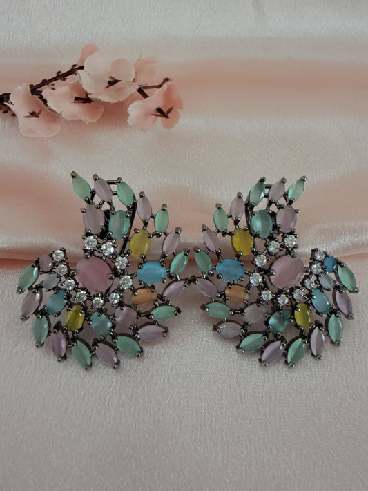 ✨Marquise cut CZ stone earrings with gunmetal polish✨