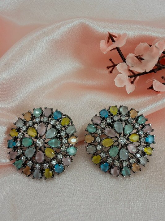 ✨Beautiful circular black rhodium Zircon Earrings ✨