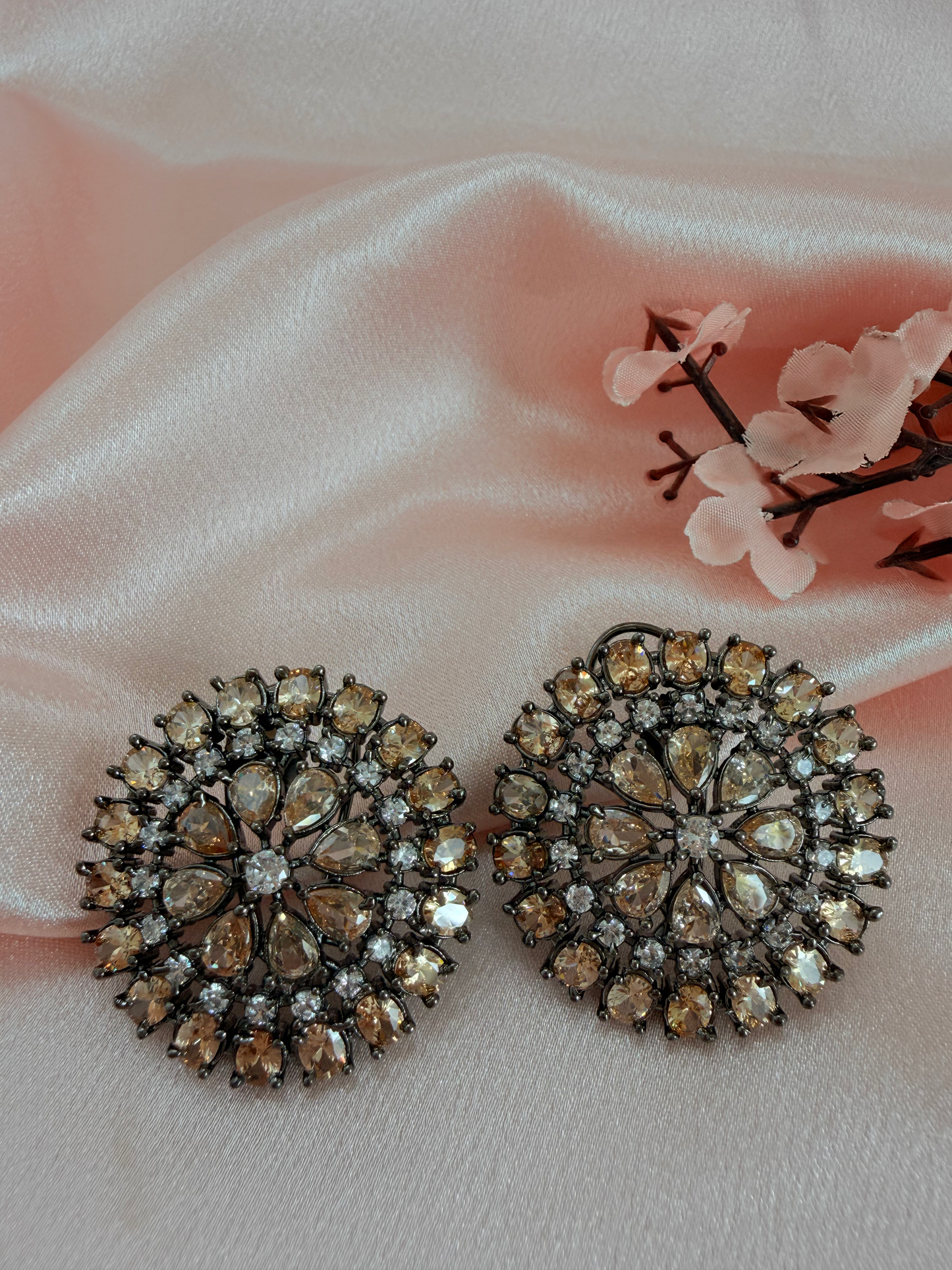 ✨Beautiful circular black rhodium Zircon Earrings ✨