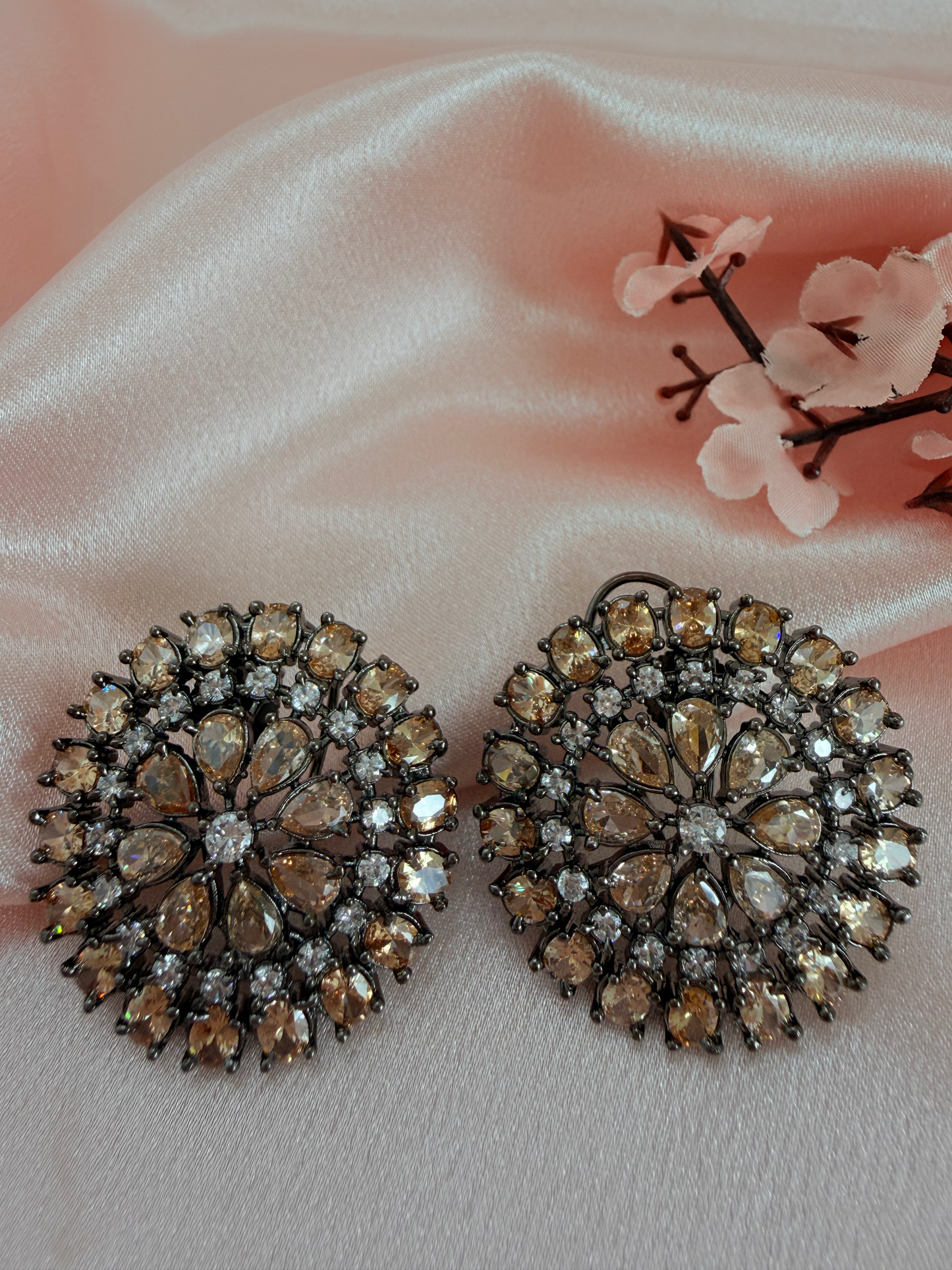 ✨Beautiful circular black rhodium Zircon Earrings ✨