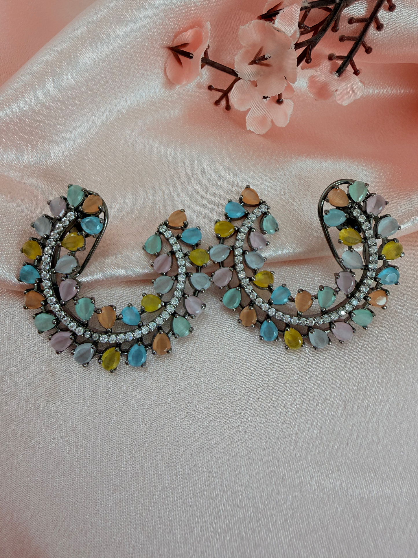 ✨Cubic Zerconia Brass Cz classic Earrings with Black plating ✨