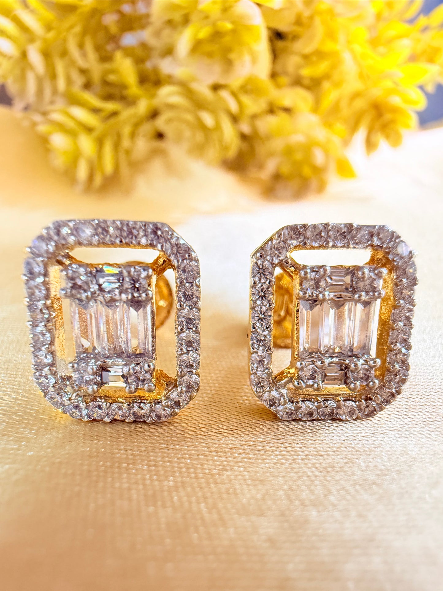 Diamond Replica rectangular stud earrings