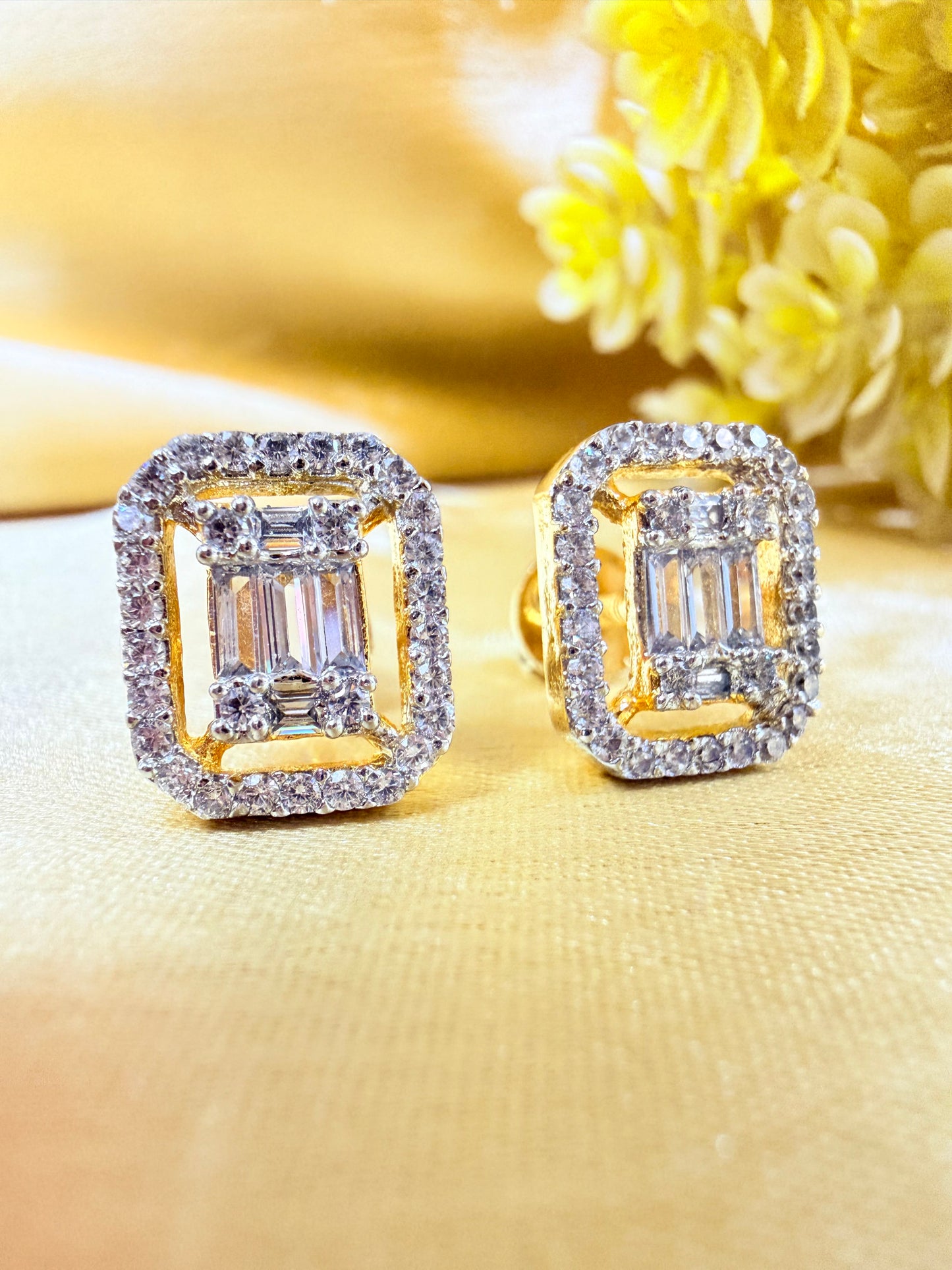 Diamond Replica rectangular stud earrings