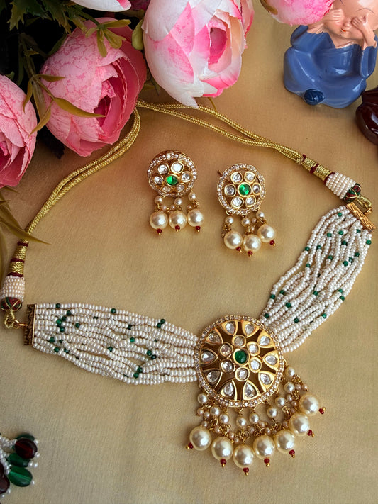 Traditional Multi-strand Pearl Choker Necklace