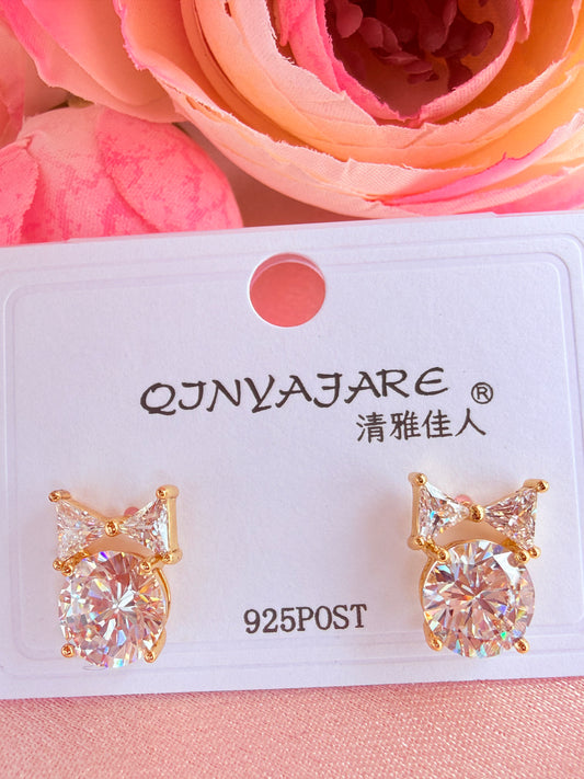 Bow-accented cubic zirconia earrings