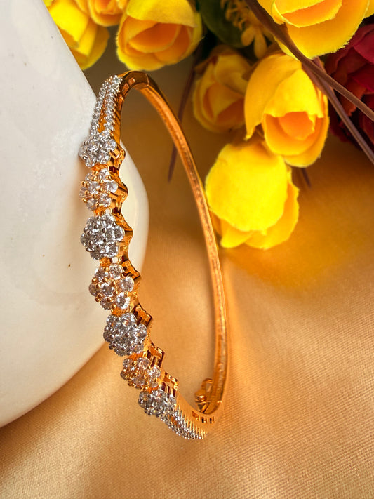 Gold-plated floral cluster tennis bracelet