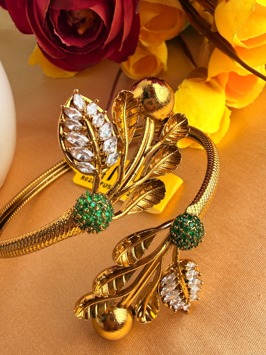 Botanical-inspired bypass cuff bracelet