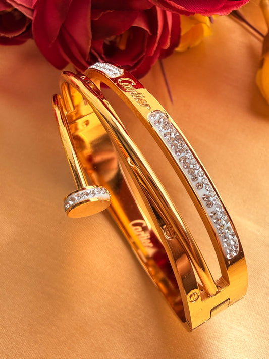 Multi-row designer-inspired statement cuff Bangle