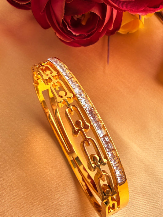 Double-row geometric tennis bangle