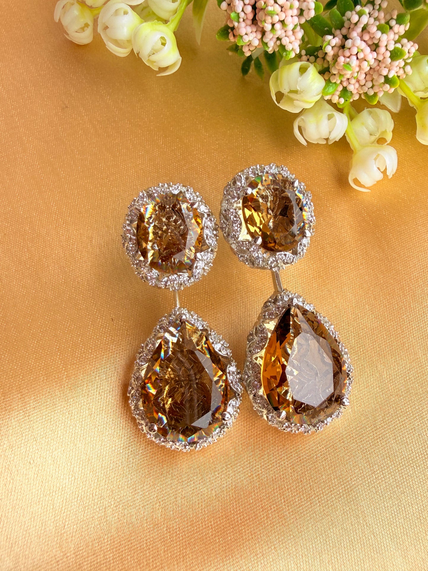 Double-drop statement earrings