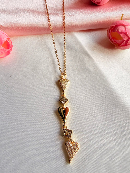 Geometric heart drop pendant necklace