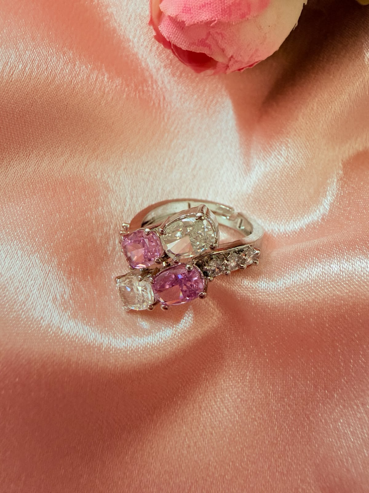 Premium ice cut-blush crystal ring