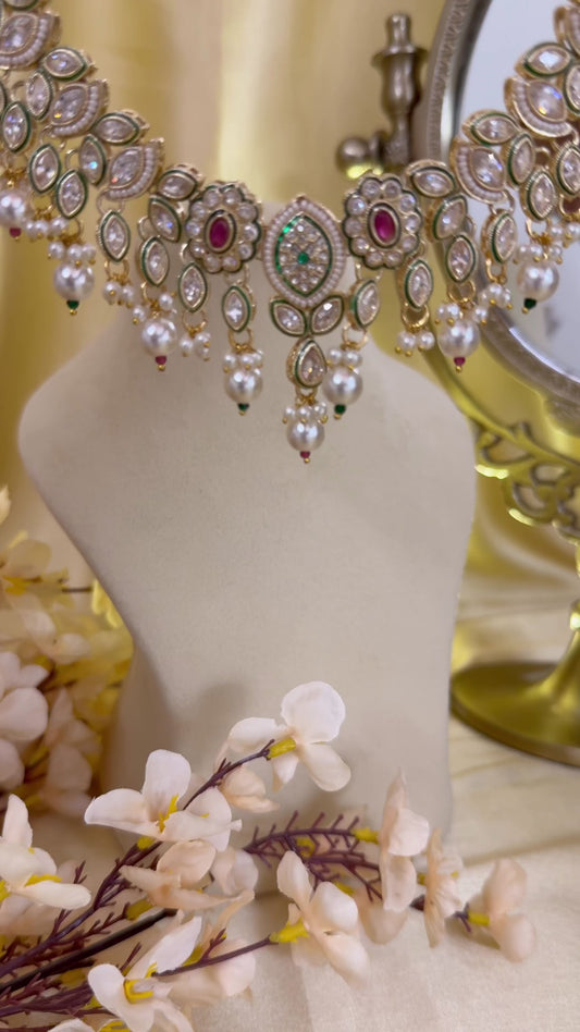 ✨Royal Kundan Necklace with pearl drops ✨